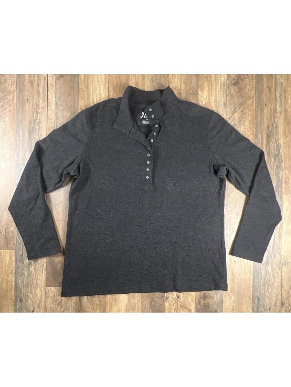 Natural Selections 1/4 1/2 button Pullover Mockneck Collar Sweater Sweatshirt L
